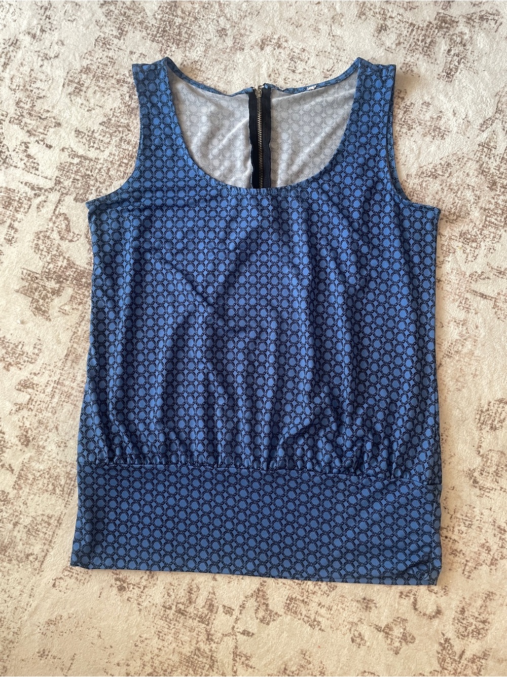 Women’s Blue Patterned Scoop Neck Tank Top